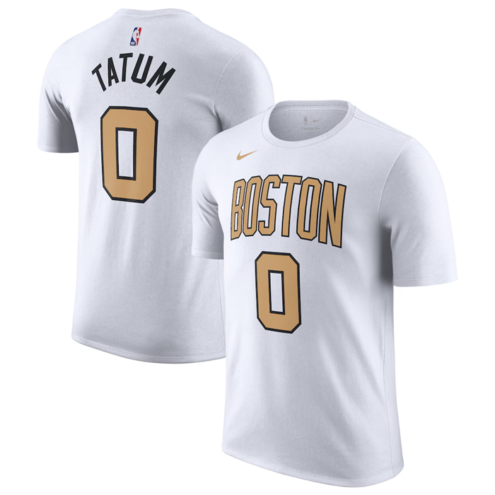 Men's Boston Celtics #0 Jayson Tatum White 2025/26 City Edition Name & Number T-Shirt